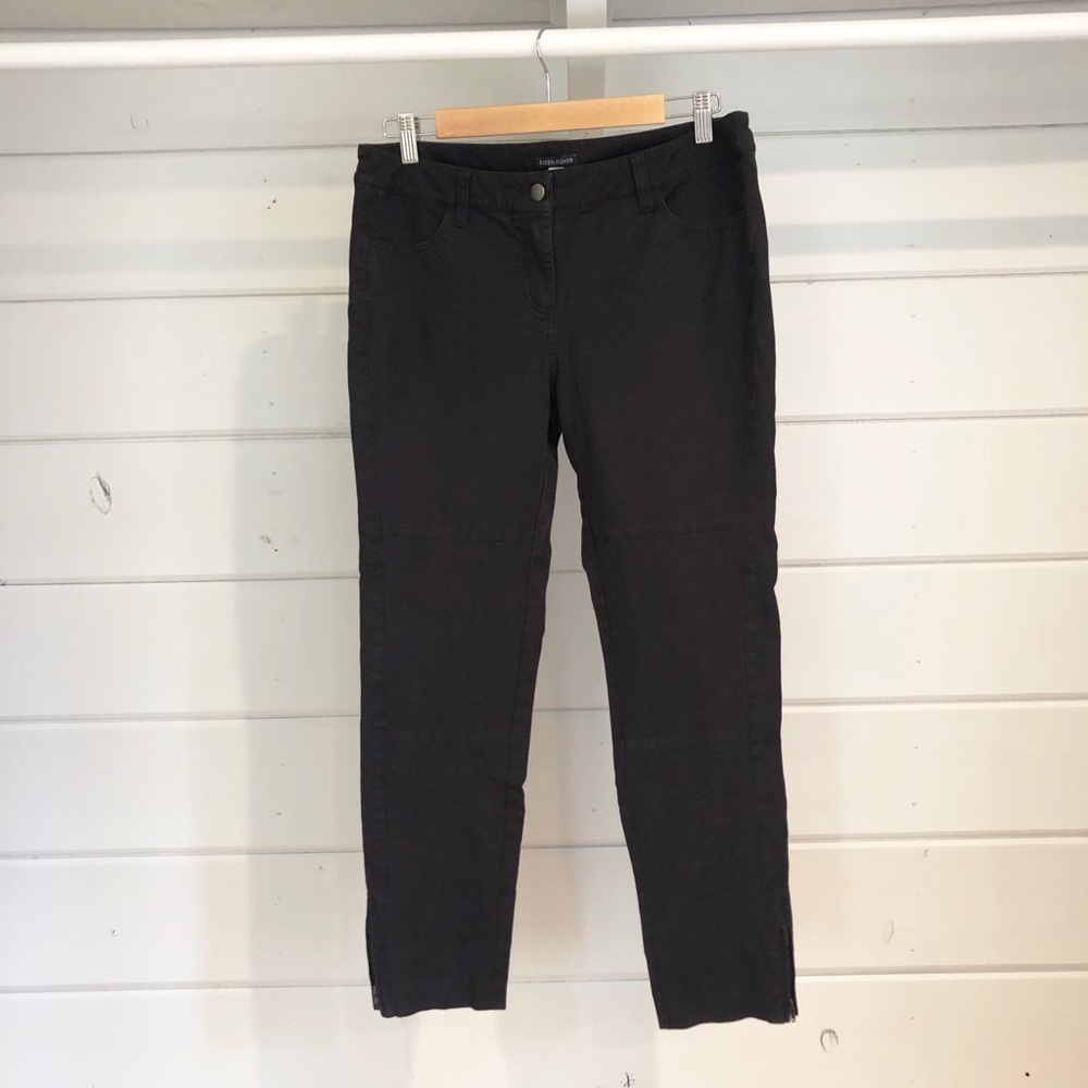 EILEEN FISHER Black Moto Ankle Zip Pants Size S